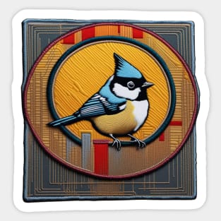 Rustic Titmouse Embroidered Patch Sticker